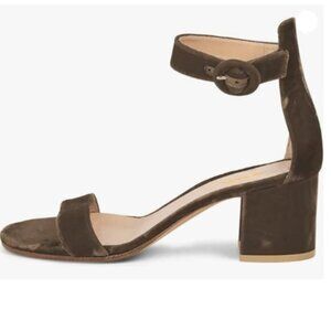 XYD Women Velvet Open Toe Strappy Mid Heel Sandal Pumps Ankle Strap Brown Shoes